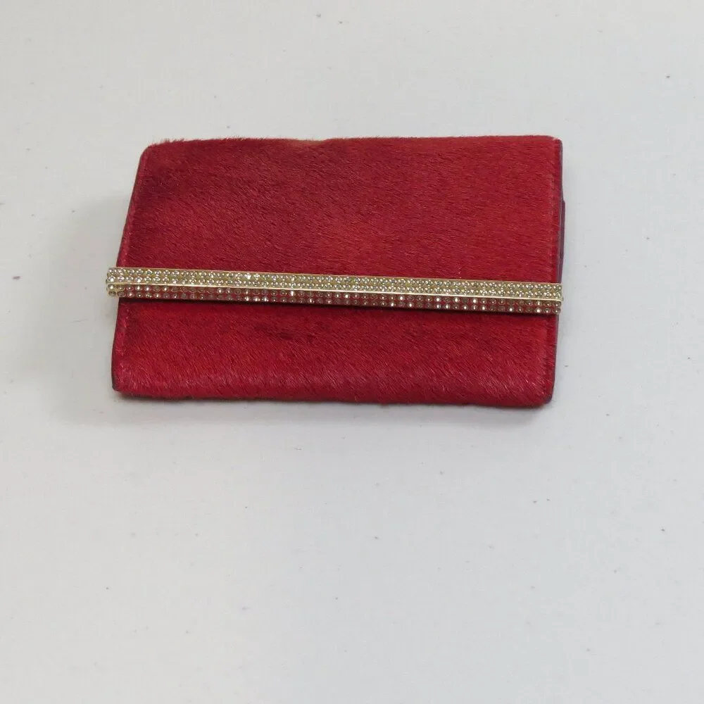Swarovski purse red pony hair new unworn dark cherry red